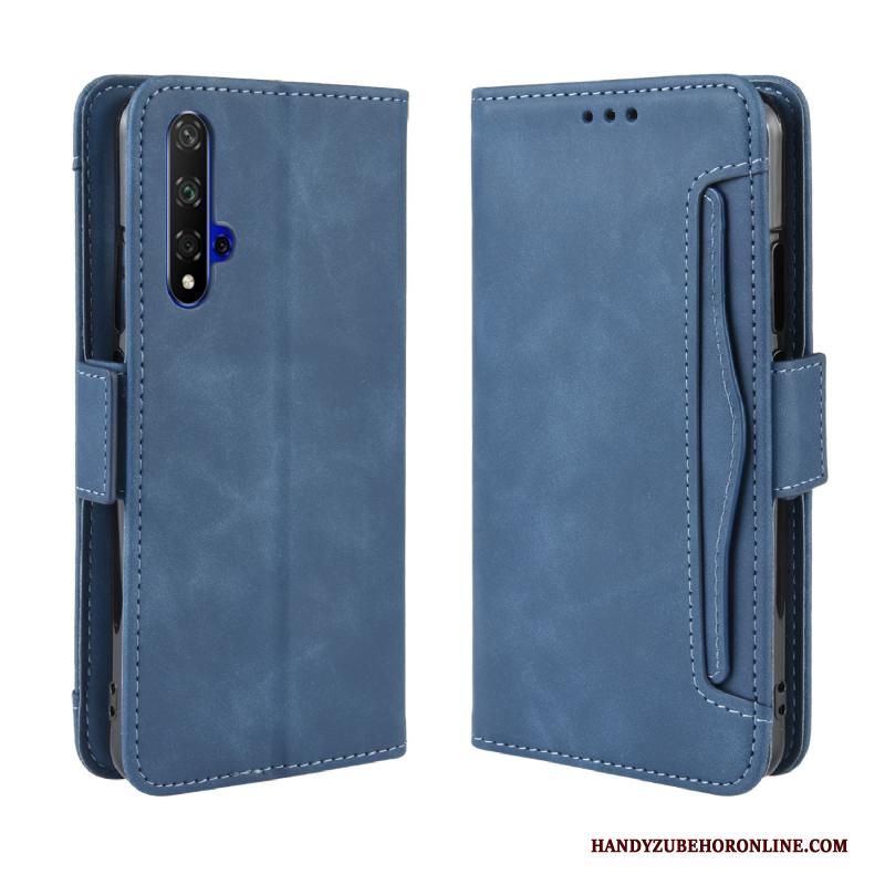 Huawei Nova 5t Bescherming Leren Etui Donkerblauw Leer Hoesje Telefoon Folio