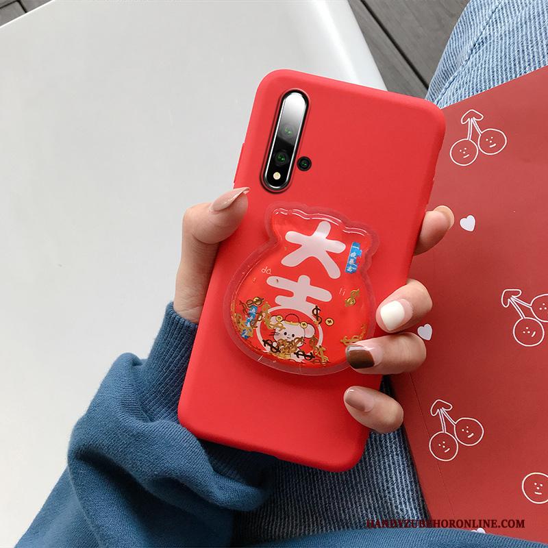 Huawei Nova 5t Hoesje Drijfzand Net Red Anti-fall Rood Spotprent Siliconen Rat