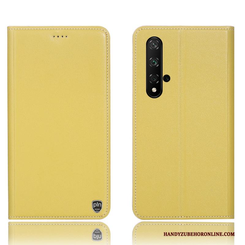 Huawei Nova 5t Leren Etui Hoesje Telefoon Anti-fall Folio Bescherming Geel All Inclusive