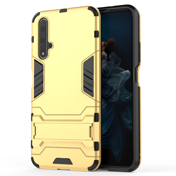 Huawei Nova 5t Pantser Anti-fall Hoesje Telefoon Goud Ondersteuning