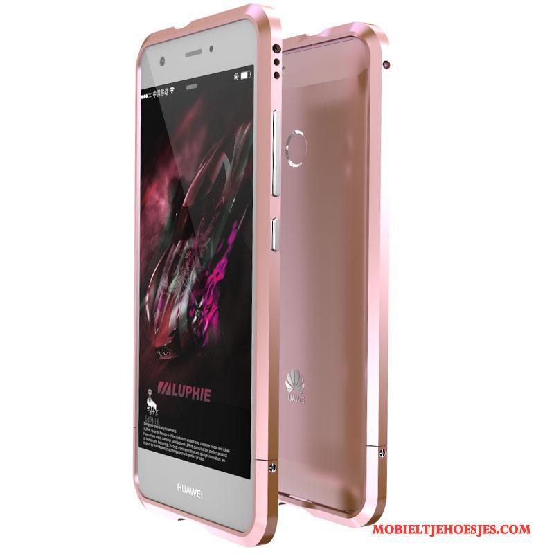 Huawei Nova Bescherming Anti-fall Hoesje Telefoon Metaal Omlijsting Mobiele Telefoon Roze