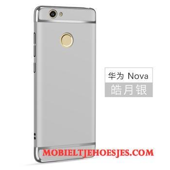 Huawei Nova Hoes Pu Groen Hoesje Telefoon Anti-fall Zilver Bescherming