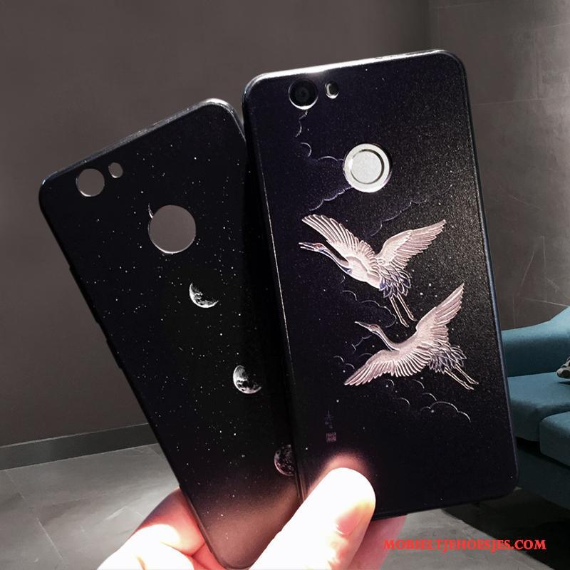 Huawei Nova Hoesje Hanger Scheppend Hoes Zwart Bescherming Siliconen Trend