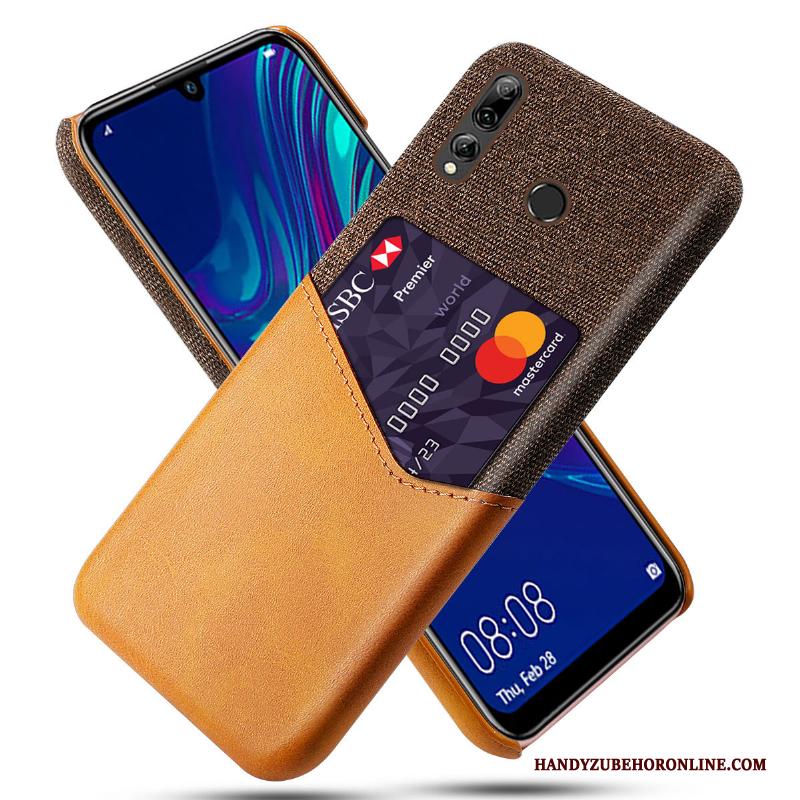 Huawei P Smart+ 2019 Eenvoudige Bescherming Oranje Hoesje Telefoon Leren Etui Kaart