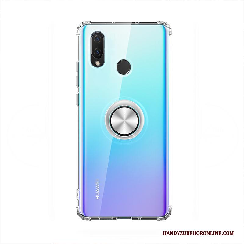 Huawei P Smart+ 2019 Hoesje Telefoon Ring Doorzichtig Anti-fall All Inclusive Blauw Bescherming
