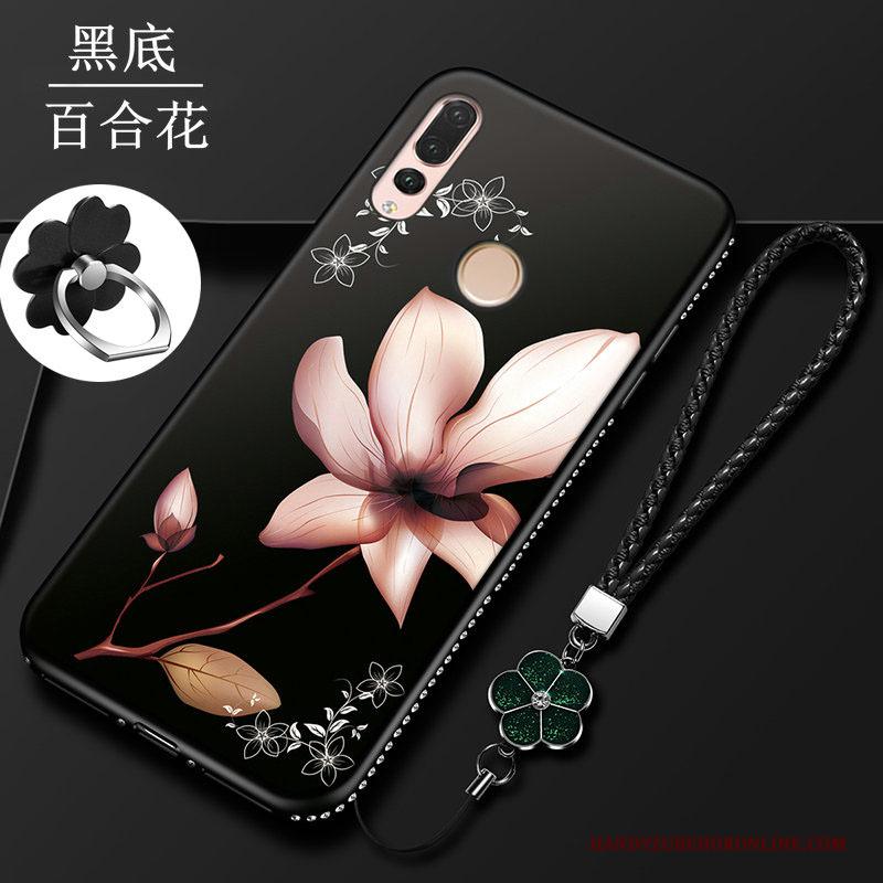 Huawei P Smart+ 2019 Hoesje Zacht Zwart Siliconen Bloemen Nieuw Bescherming All Inclusive