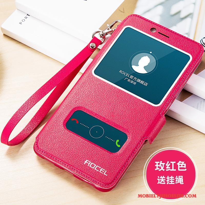 Huawei P Smart All Inclusive Clamshell Leren Etui Rood Hoesje Telefoon Siliconen Bescherming