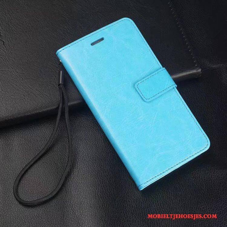 Huawei P Smart Bescherming Hoesje Telefoon Zacht Lichtblauw Leren Etui