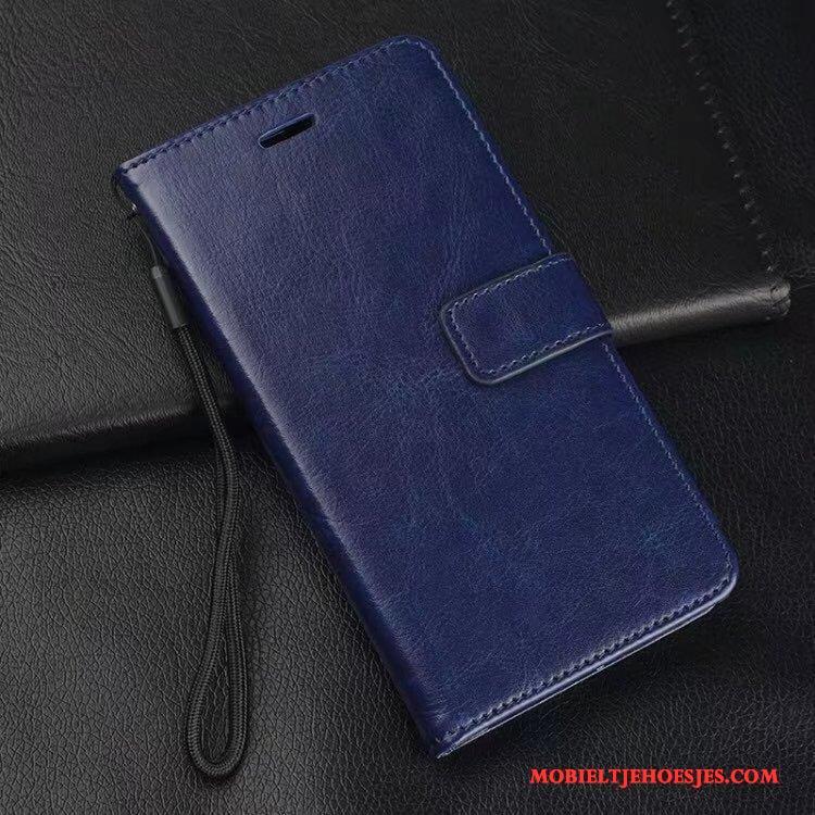 Huawei P Smart Blauw Hoesje Telefoon Clamshell Portemonnee Leren Etui