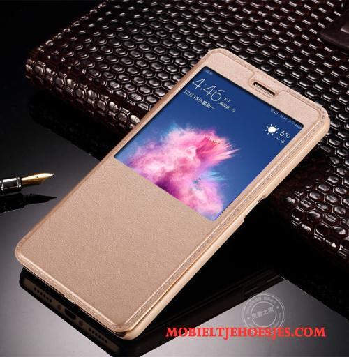 Huawei P Smart Hoesje Bescherming Mobiele Telefoon Hoes Leren Etui Goud Anti-fall Clamshell