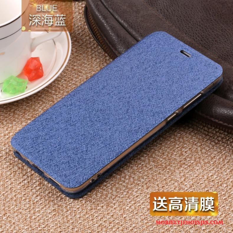 Huawei P Smart Hoesje Leren Etui Donkerblauw Siliconen Bescherming Folio Hoes Mobiele Telefoon