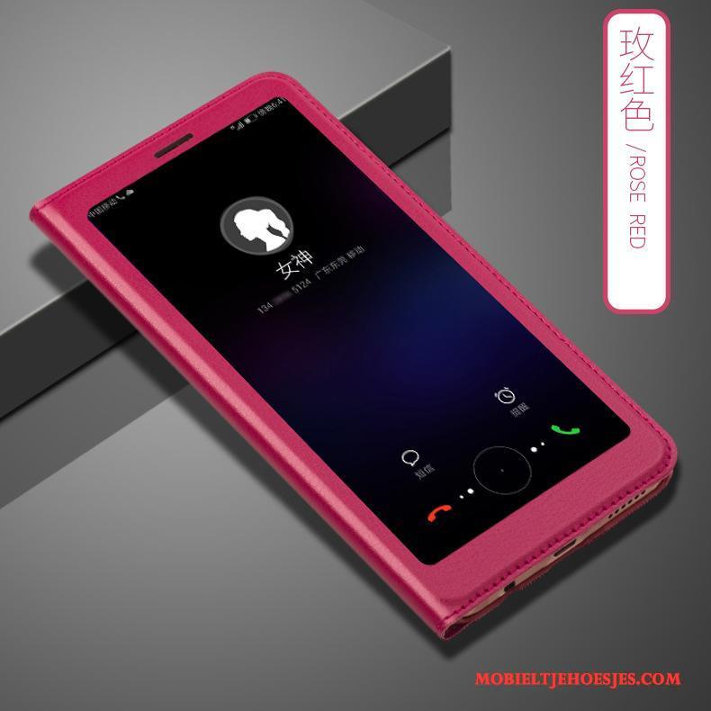 Huawei P Smart Hoesje Leren Etui Hoes Rood Mobiele Telefoon Bescherming Anti-fall Clamshell