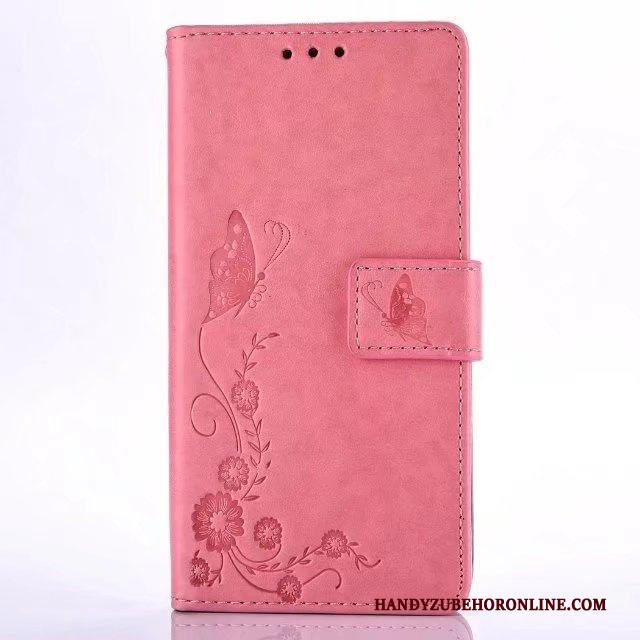 Huawei P Smart+ Hoesje Telefoon Patroon Leren Etui Bescherming Roze Folio