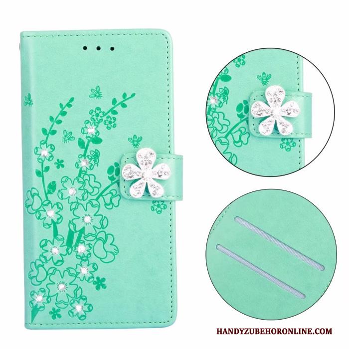 Huawei P Smart+ Met Strass Hoesje Telefoon Leren Etui Trendy Merk Zacht Hanger Folio