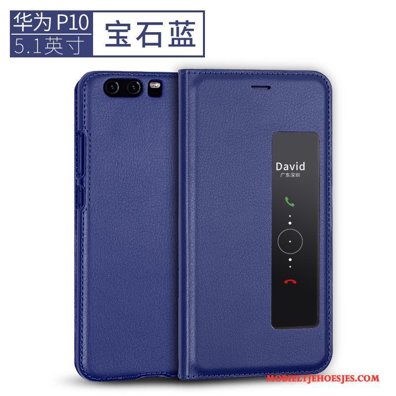 Huawei P10 Blauw All Inclusive Leren Etui Hoesje Telefoon Clamshell Anti-fall
