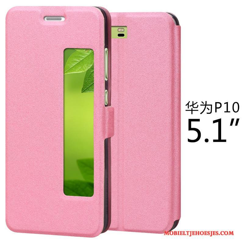 Huawei P10 Clamshell Mobiele Telefoon Leren Etui Hoes Hoesje Telefoon Bescherming Roze