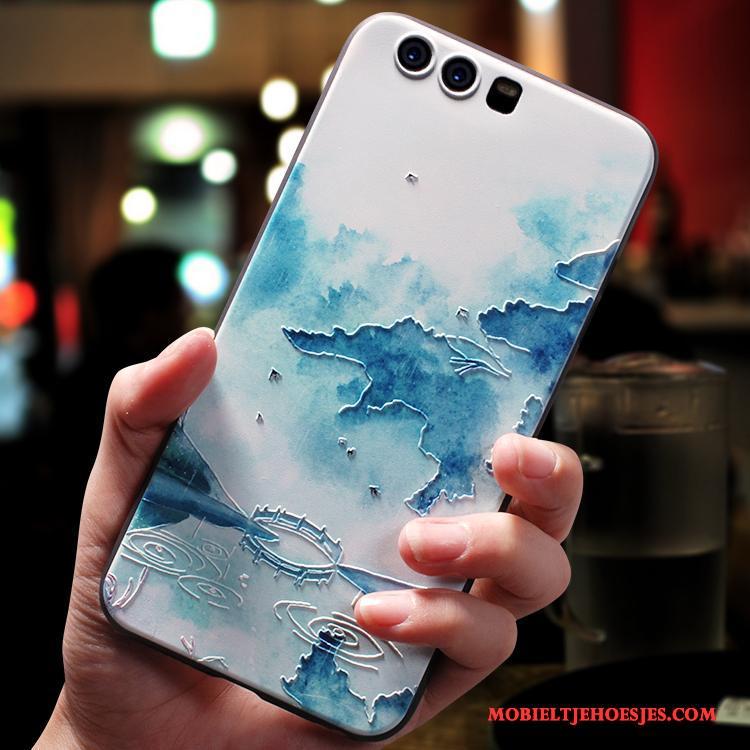 Huawei P10 Hoesje Telefoon Dun Schrobben Siliconen Lichtblauw Persoonlijk Zacht