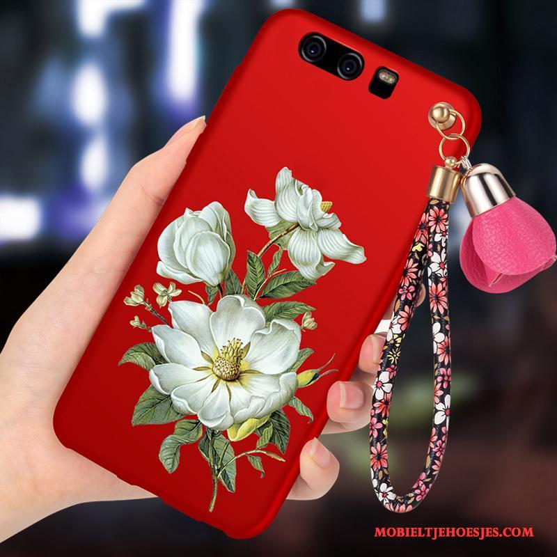 Huawei P10 Plus All Inclusive Zacht Schrobben Hoesje Telefoon Anti-fall Rood Trend