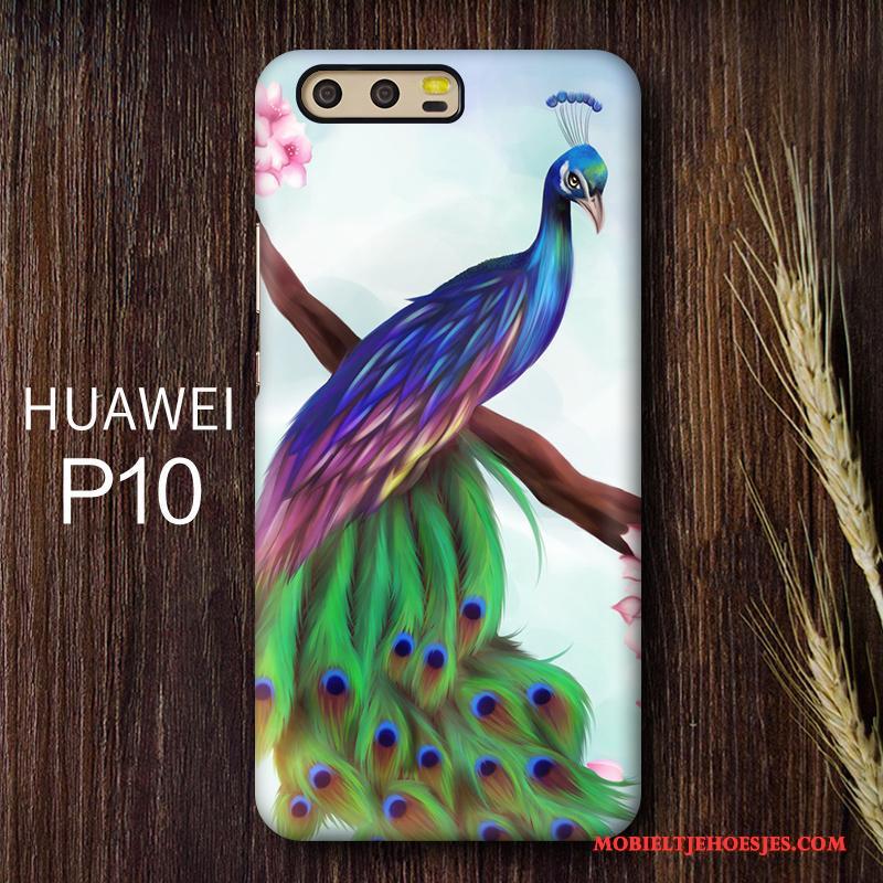 Huawei P10 Plus Bescherming Pauwen Groen Anti-fall Schrobben Hoesje Telefoon Mobiele Telefoon