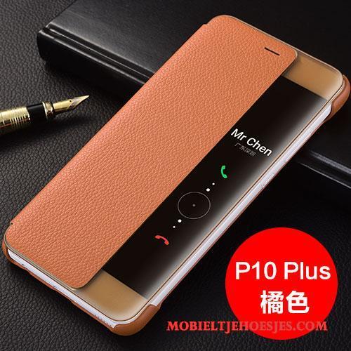 Huawei P10 Plus Bruin Hoesje Telefoon Leren Etui Folio Echt Leer Bescherming