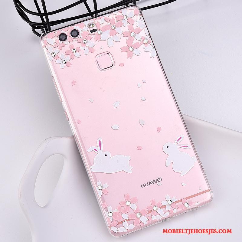 Huawei P10 Plus Doorzichtig Hoes Roze Hanger Trend Hoesje Telefoon Zacht