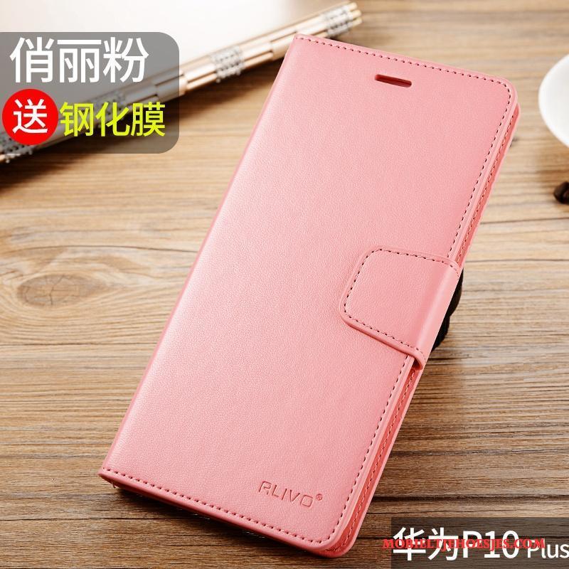 Huawei P10 Plus Hoes Zacht Bescherming Hoesje Telefoon Roze Siliconenhoesje Leren Etui