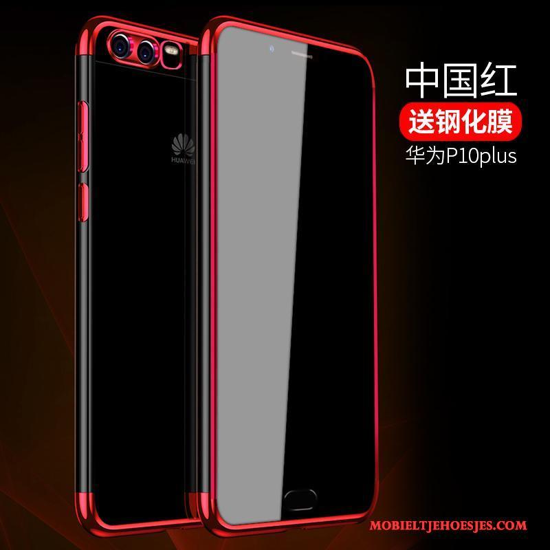 Huawei P10 Plus Hoesje Dun Rood Siliconen Bescherming All Inclusive Doorzichtig