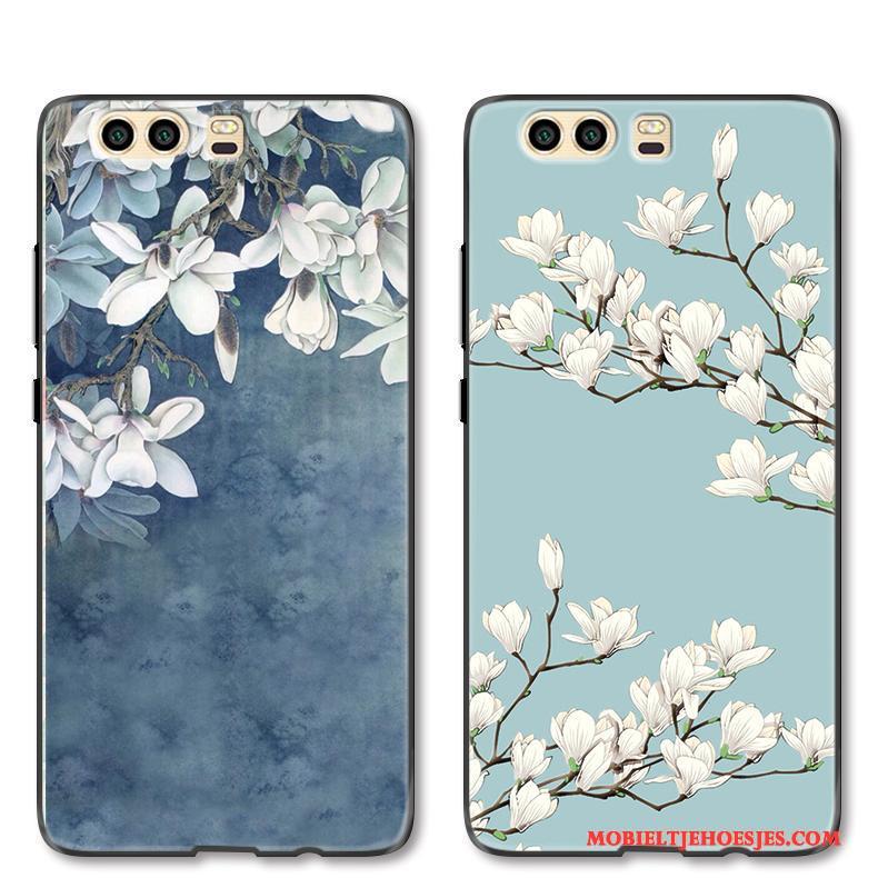 Huawei P10 Plus Hoesje Kunst Bloemen Anti-fall Bescherming Groen Hoes Vers