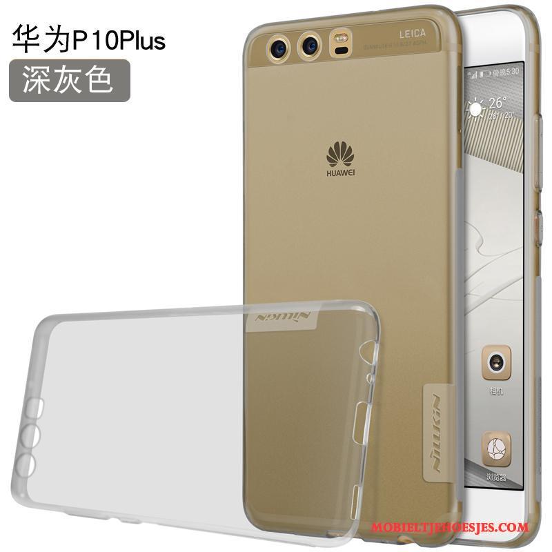 Huawei P10 Plus Hoesje Telefoon Dun Bescherming Mobiele Telefoon Grijs Goud Doorzichtig
