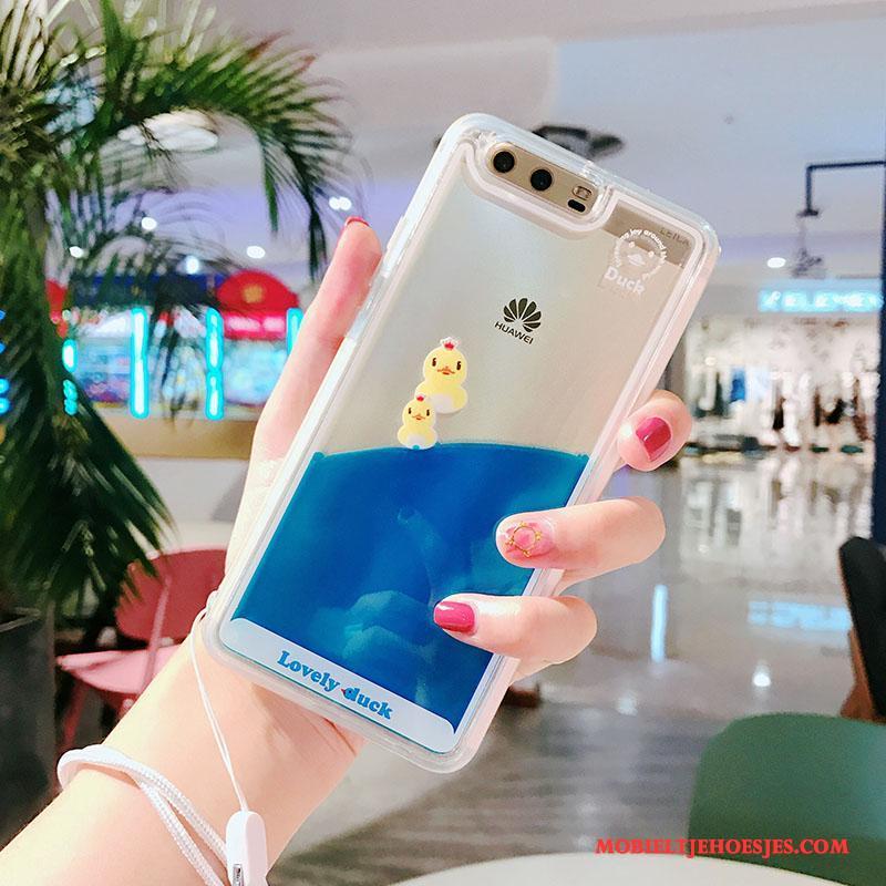 Huawei P10 Plus Hoesje Telefoon Mooie Blauw Stromen Eend Scheppend Spotprent