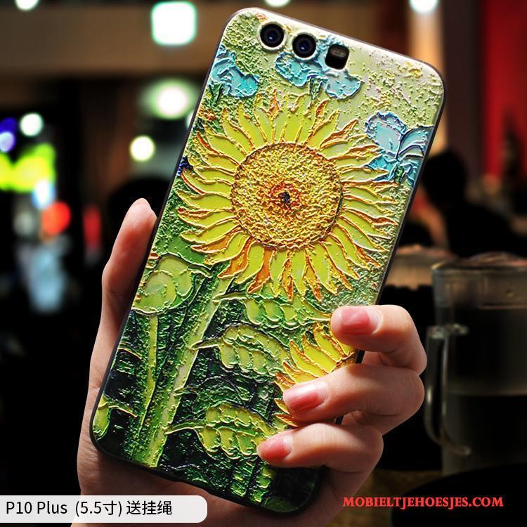 Huawei P10 Plus Hoesje Zacht Siliconen Trend Kunst Anti-fall Geel Hoes