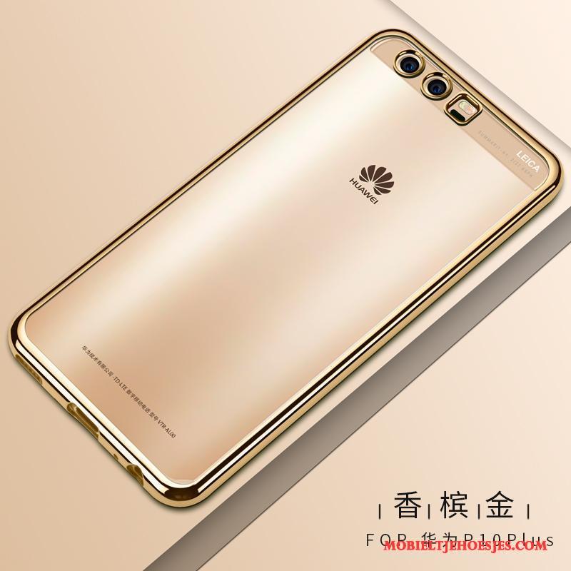Huawei P10 Plus Zacht Hoesje Telefoon Doorzichtig Goud Siliconen Dun
