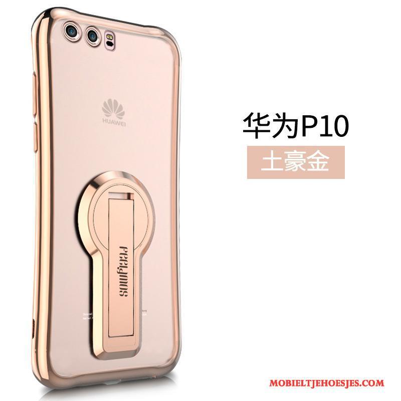 Huawei P10 Siliconen Anti-fall Hoesje Bescherming Ondersteuning Goud Persoonlijk
