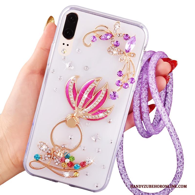 Huawei P20 Hoes Hanger Hemming Met Strass Bescherming Zacht Hoesje Telefoon