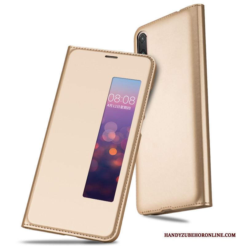 Huawei P20 Pro All Inclusive Bescherming Leren Etui Goud Anti-fall Hoesje Telefoon Folio