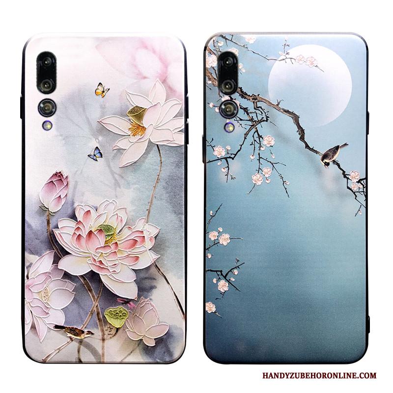 Huawei P20 Pro Hoesje Hanger Wind Chinese Stijl Prunus Siliconen Grijs Vintage