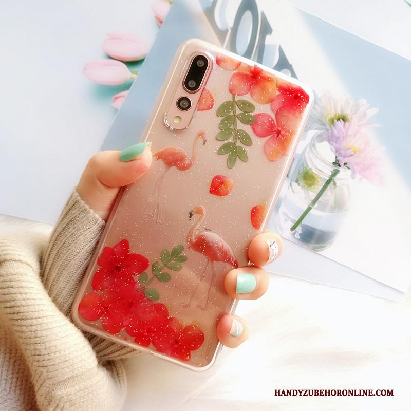 Huawei P20 Pro Zacht Mooi Hoesje Telefoon Bloemen Vogel