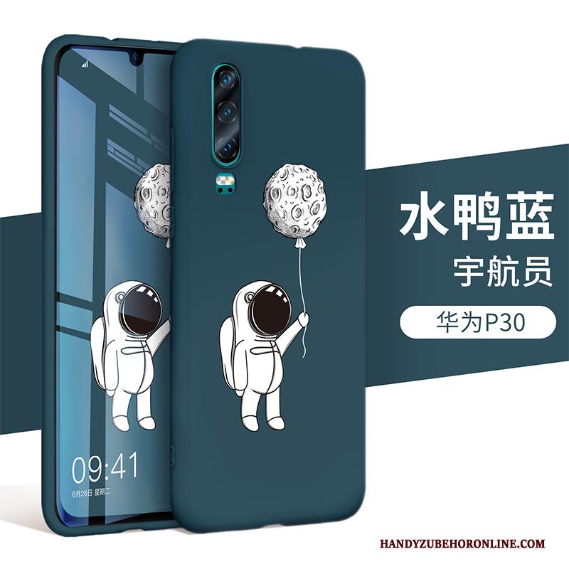 Huawei P30 All Inclusive Zacht Hoesje Telefoon Trendy Merk Bescherming Anti-fall Blauw