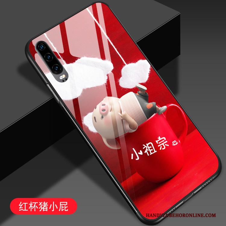 Huawei P30 Glas Scheppend Persoonlijk Anti-fall Hoesje Telefoon Spotprent Mooie