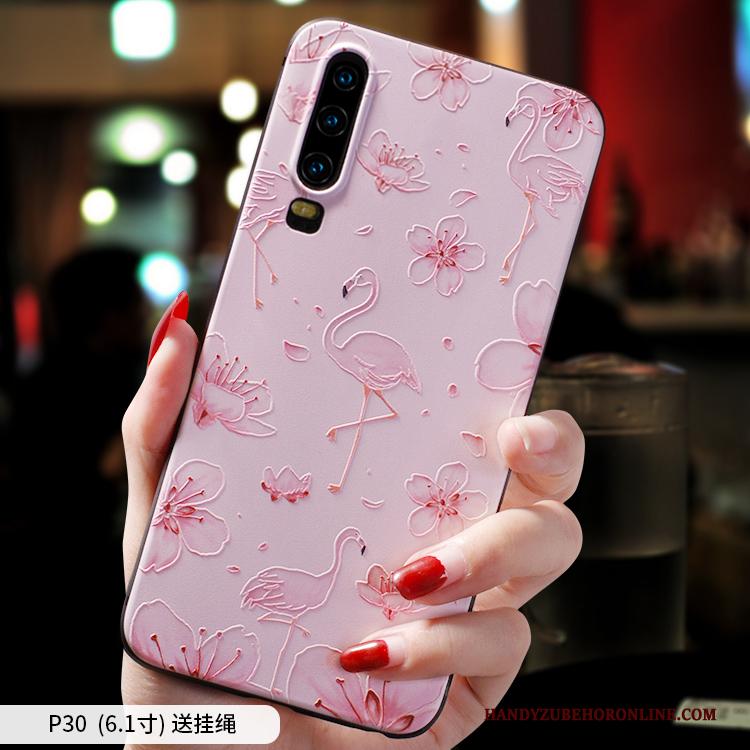 Huawei P30 Hoes Hoesje Telefoon Anti-fall Trendy Merk Roze Net Red Schrobben