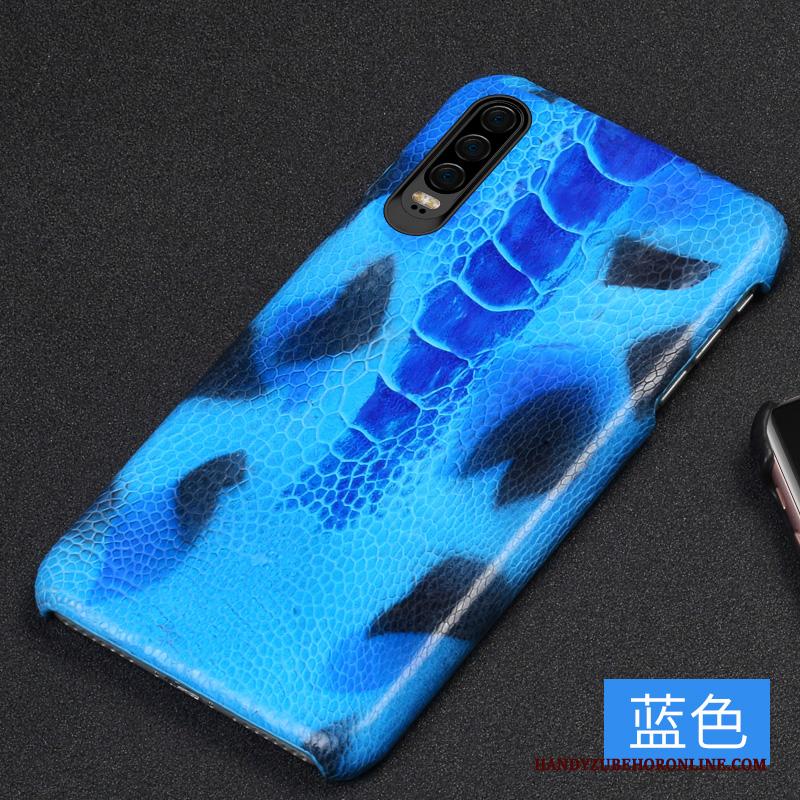 Huawei P30 Hoesje Anti-fall Persoonlijk Eenvoudige Blauw Leer Luxe Scheppend