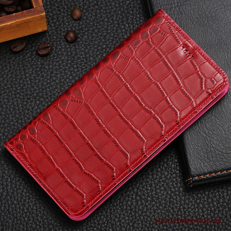 Huawei P30 Hoesje Clamshell Leren Etui Krokodil Anti-fall Mobiele Telefoon Patroon Rood