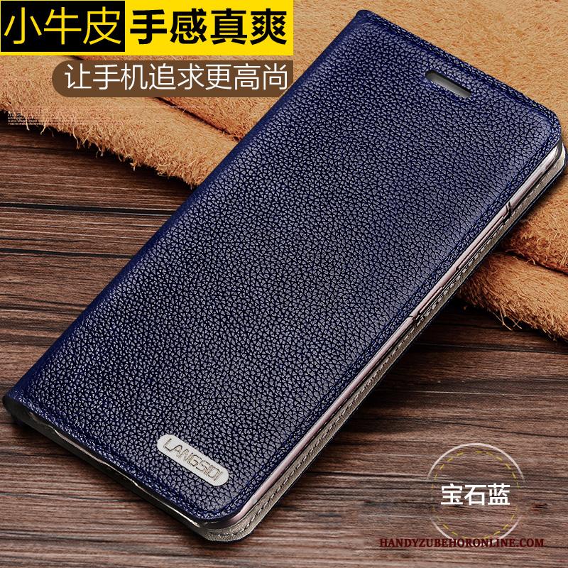 Huawei P30 Hoesje Telefoon Bedrijf Folio Leren Etui Blauw Anti-fall Luxe