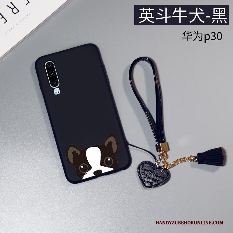 Huawei P30 Hoesje Zwart Siliconen Schrobben Trendy Merk All Inclusive Bescherming Spotprent