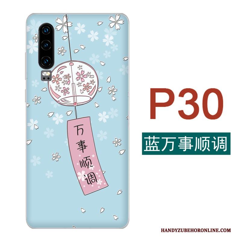 Huawei P30 Kers Handbeschilderde Vers Blauw Wind Hoesje Telefoon