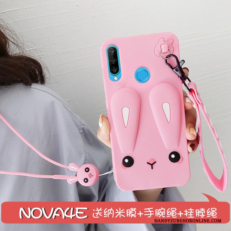 Huawei P30 Lite Hoes Mooie Spotprent Hoesje Telefoon Siliconen Anti-fall Roze