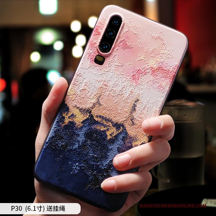 Huawei P30 Nieuw Hoes Siliconen Hoesje Telefoon Zacht Hanger Roze