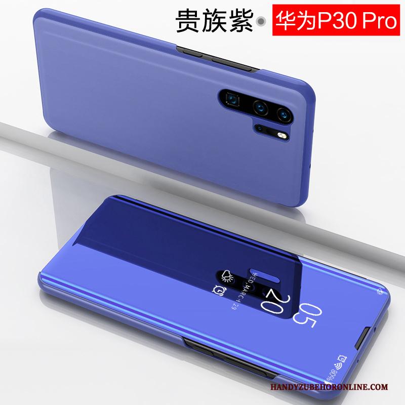 Huawei P30 Pro Dun Leren Etui Hoes Purper Hoesje Telefoon Anti-fall Clamshell