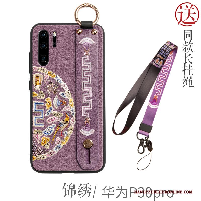 Huawei P30 Pro Ondersteuning Hoesje Telefoon Hanger Scheppend Nieuw Siliconen Purper