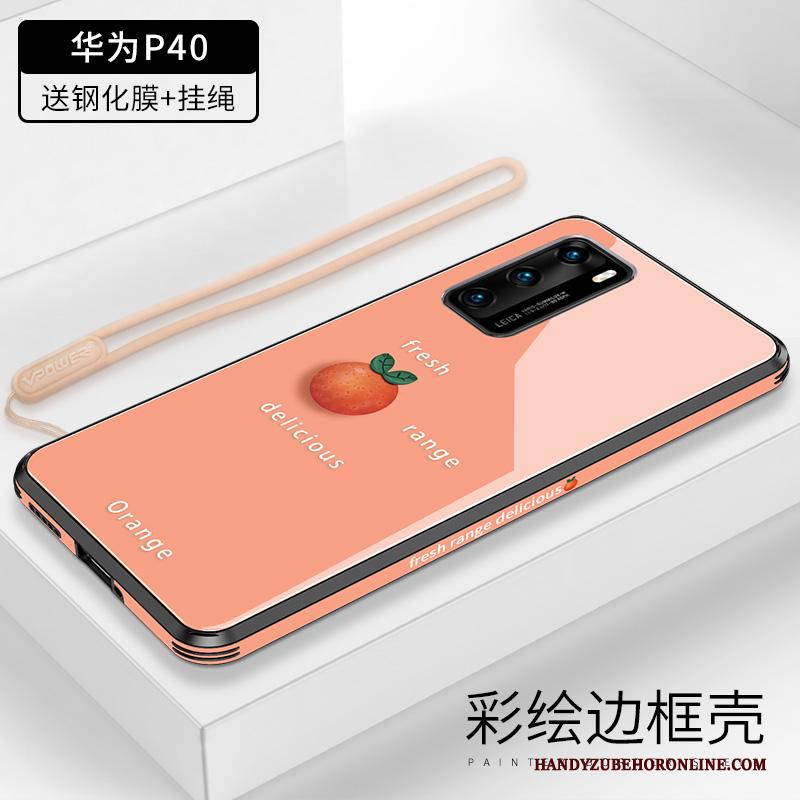 Huawei P40 Anti-fall Wind Trend Hanger Oranje Hoesje Telefoon Glas